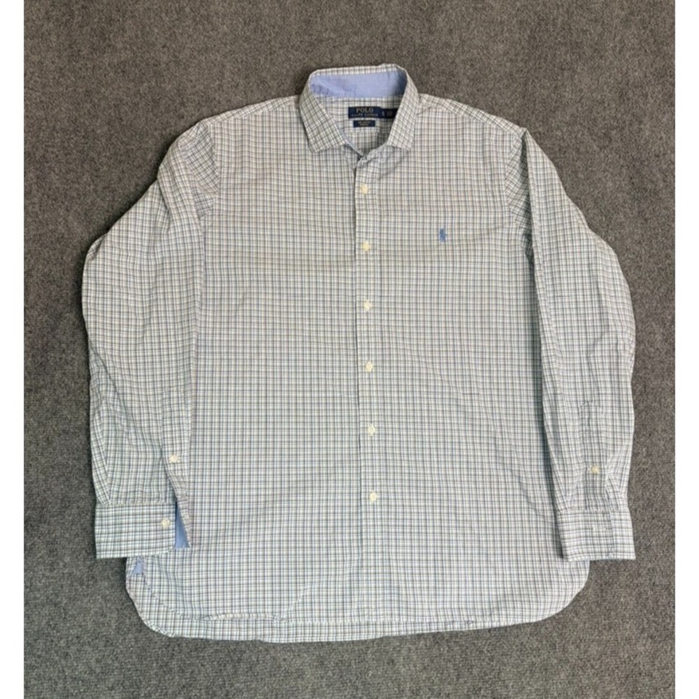 Ralph Lauren Polo 100% Cotton Stretch Button Up Shirt Multicolor Check Size XL